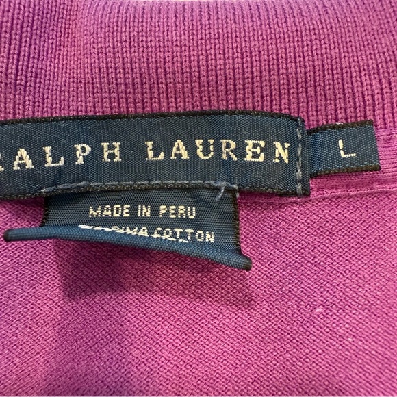 Ralph Lauren Women’s Big Pony Polo Purple Shirt Classic RL Size Large - Picture 8 of 10